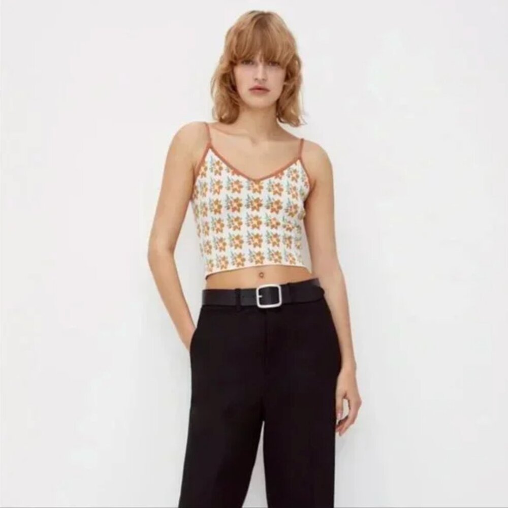 Zara Jacquard Knit Top S